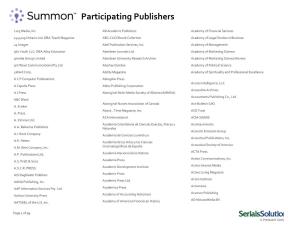 Participating Publishers