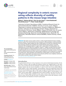 Regional Complexity in Enteric Neuron Wiring Reflects Diversity of Motility