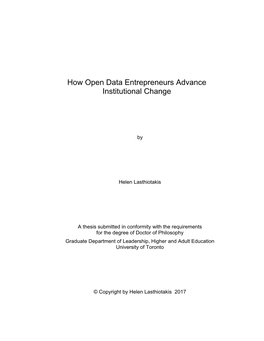 How Open Data Entrepreneurs Advance Institutional Change