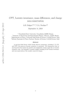 CPT, Lorentz Invariance, Mass Differences, and Charge Non