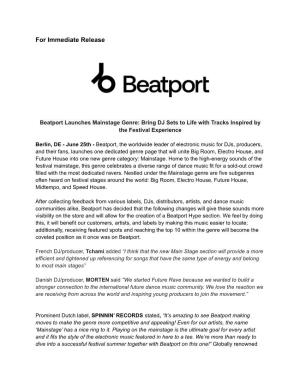Beatport Launches Mainstage Genre: Bring DJ Sets to Life with Tracks Inspired by the Festival Experience