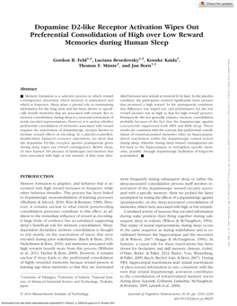 Dopamine D2-Like Receptor Activation Wipes out Preferential Consolidation of High Over Low Reward Memories During Human Sleep