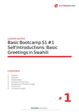 Basicbootcamps1#1 Selfintroductions:Basic Greetingsinswahili