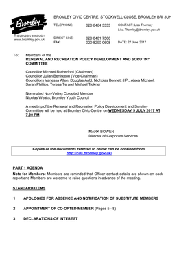 (Public Pack)Agenda Document for Renewal and Recreation Policy