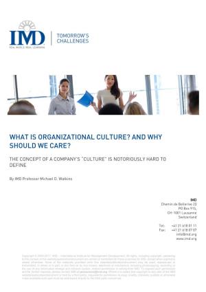 What Is Organizational Culture? and Why Should We Care?
