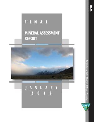 F I N a L Mineral Assessment Report