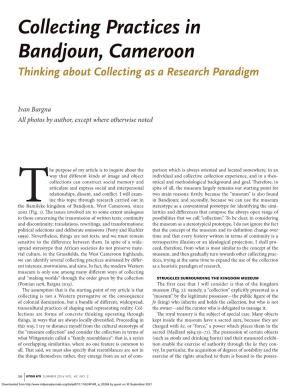 Collecting Practices in Bandjoun, Cameroon Thinking About Collecting As a Research Paradigm