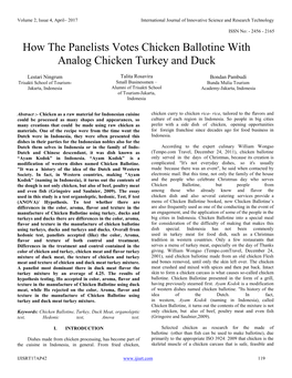 How the Panelists Votes Chicken Ballotine with Analog Chicken Turkey and Duck