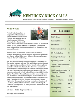 KY DUCK CALLS a Publication for Kentucky Ducks Unlimited Volunteers February 2013—Vol