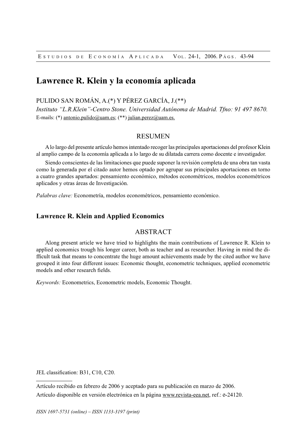 Lawrence R. Klein Y La Economía Aplicada