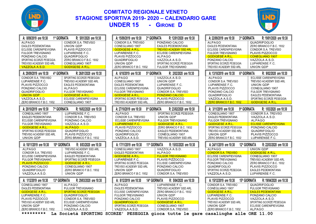 Under 15 - Girone D