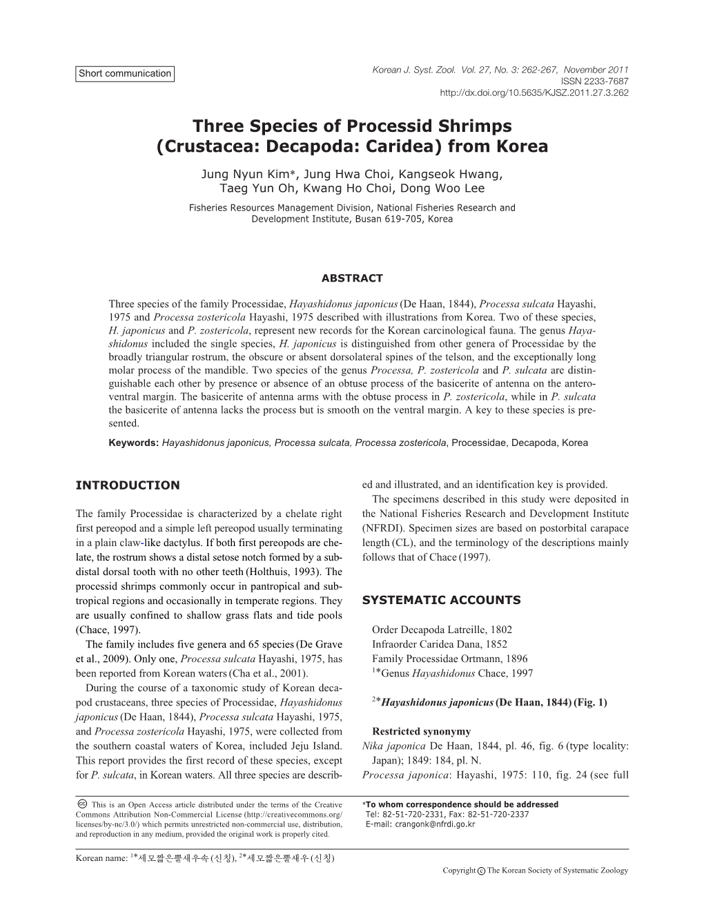 Crustacea: Decapoda: Caridea) from Korea