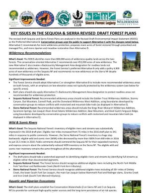 Key Issues in the Sequoia & Sierra Revised Draft Forest