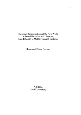 European Representations of the New World in Travel Narratives and Literature, Late-Fifteenth to Mid-Seventeenth Centuries