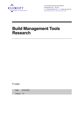 Build Management Tools Research