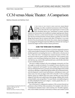 CCM Versus Music Theater: a Comparison