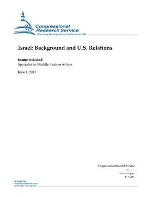 Israel: Background and US Relations