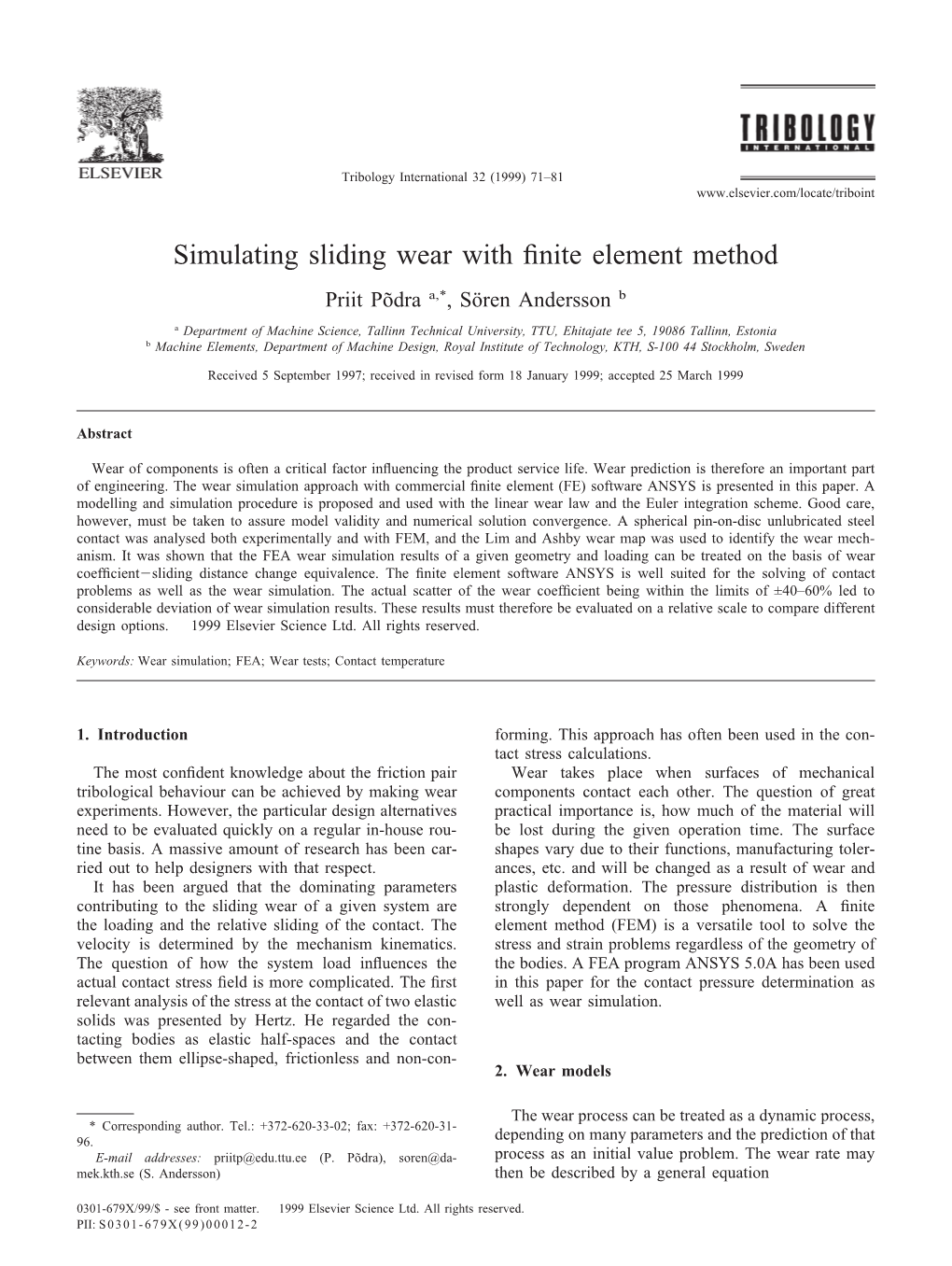 Simulating Sliding Wear with Finite Element Method