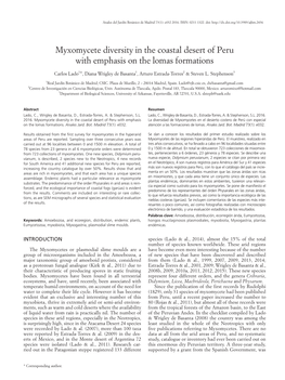 Myxomycete Diversity in the Coastal Desert of Peru with Emphasis on the Lomas Formations