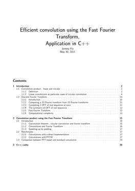 Efficient Convolution Using the Fast Fourier Transform, Application In