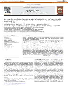 A Critical and Descriptive Approach to Interictal Behavior with the Neurobehavior Inventory (NBI)