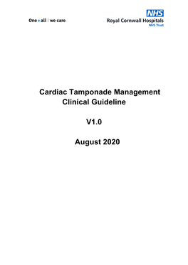 Cardiac Tamponade Management Clinical Guideline