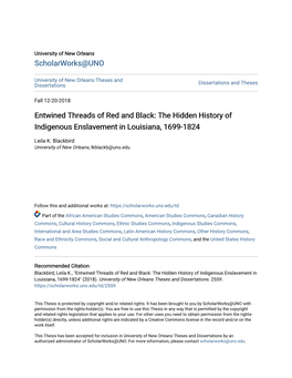 The Hidden History of Indigenous Enslavement in Louisiana, 1699-1824