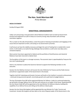 The Hon. Scott Morrison MP Prime Minister