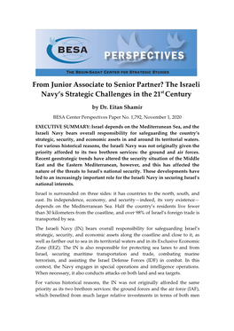 The Israeli Navy's Strategic Challenges in the 21 St Century