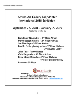 Atrium Art Gallery Fall/Winter Invitational 2018 Exhibition