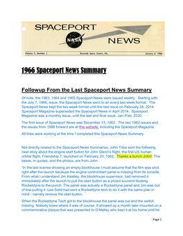 1966 Spaceport News Summary