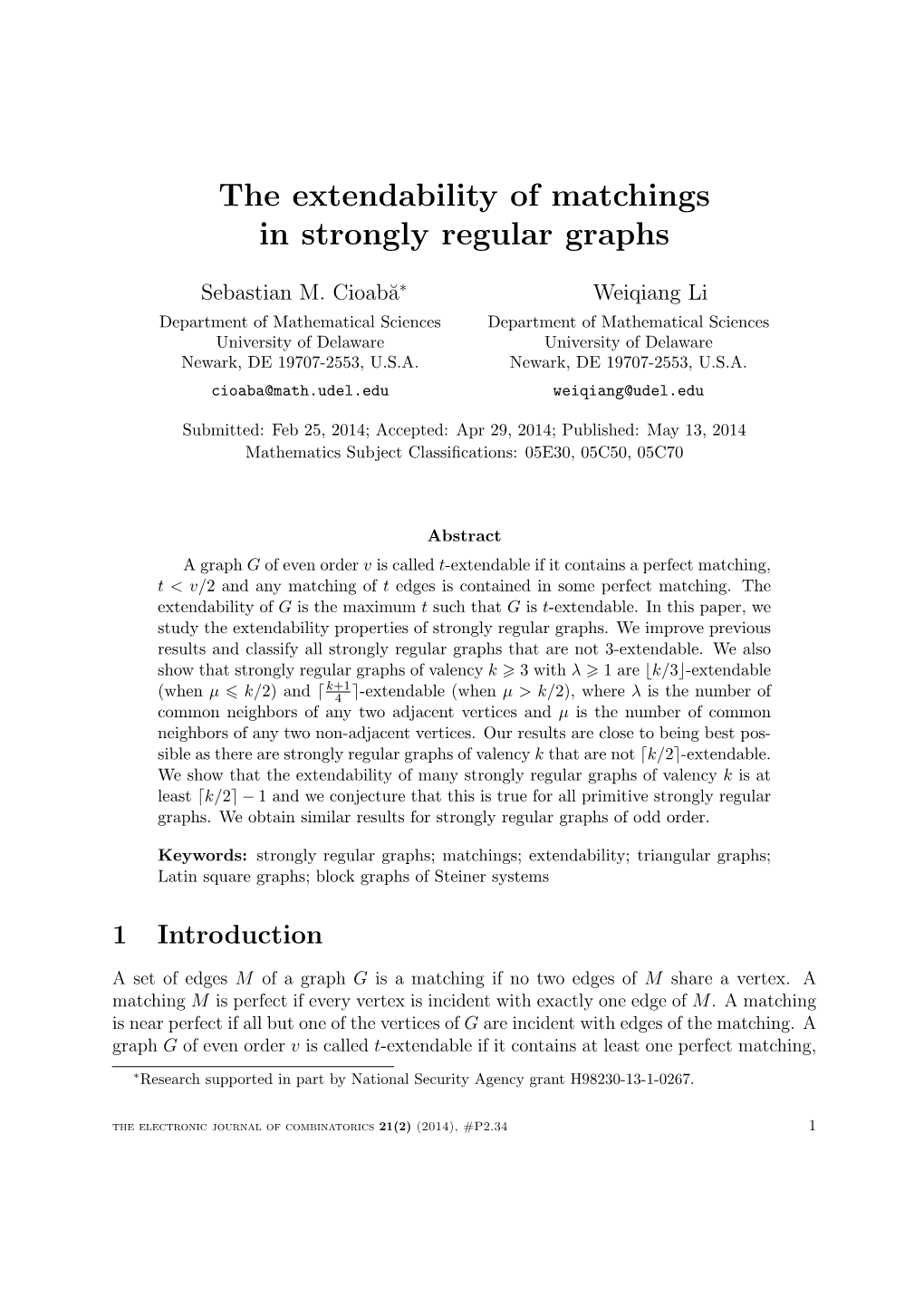 The Extendability of Matchings in Strongly Regular Graphs