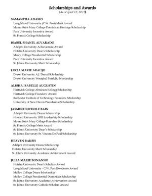 Scholarships and Awards (As of April 12, 2019)