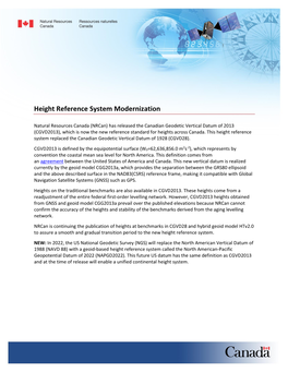Height Reference System Modernization