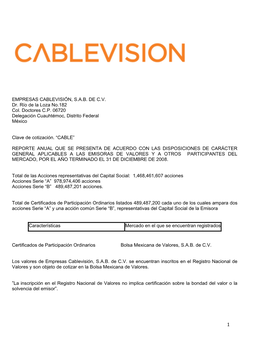 Empresas Cablevisión, Sab De Cv