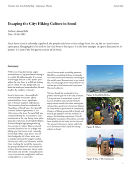 Escaping the City: Hiking Culture in Seoul