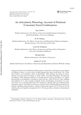 An Articulatory Phonology Account of Preferred Consonant-Vowel Combinations