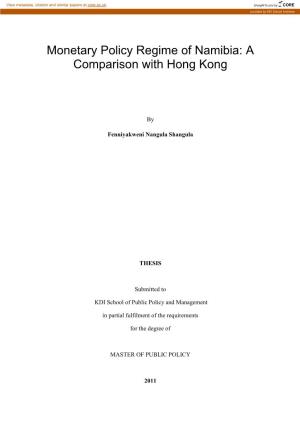 Monetary Policy Regime of Namibia: a Comparison with Hong Kong