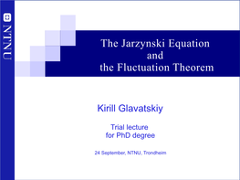 The Jarzynski Equation and the Fluctuation Theorem