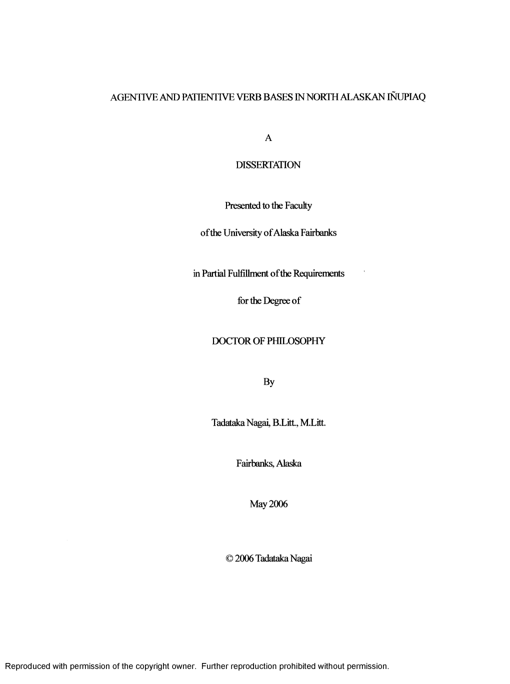 Agentive and Patientive Verb Bases in North Alaskan Inupiaq