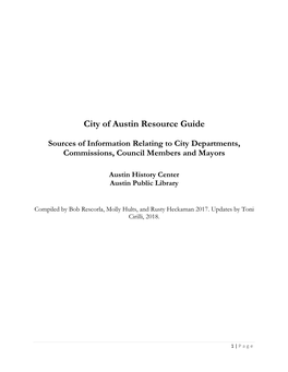 City of Austin Resource Guide