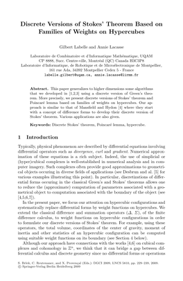 Discrete Versions of Stokes' Theorem Based on Families of Weights On