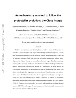 Astrochemistry As a Tool to Follow the Protostellar Evolution: the Class I Stage