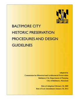 Baltimore City Historic Preservation Procedures and Design Guidelines