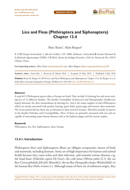 Phthiraptera and Siphonaptera) 833 Doi: 10.3897/Biorisk.4.65 RESEARCH ARTICLE Biorisk