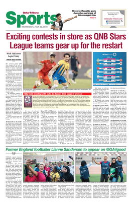 Exciting Contests in Store As QNB Stars League Teams Gear up for the Restart Week 18 Fixtures Begin Friday