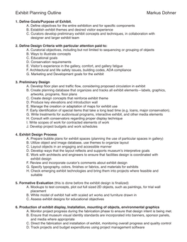 Exhibit Planning Outline Markus Dohner