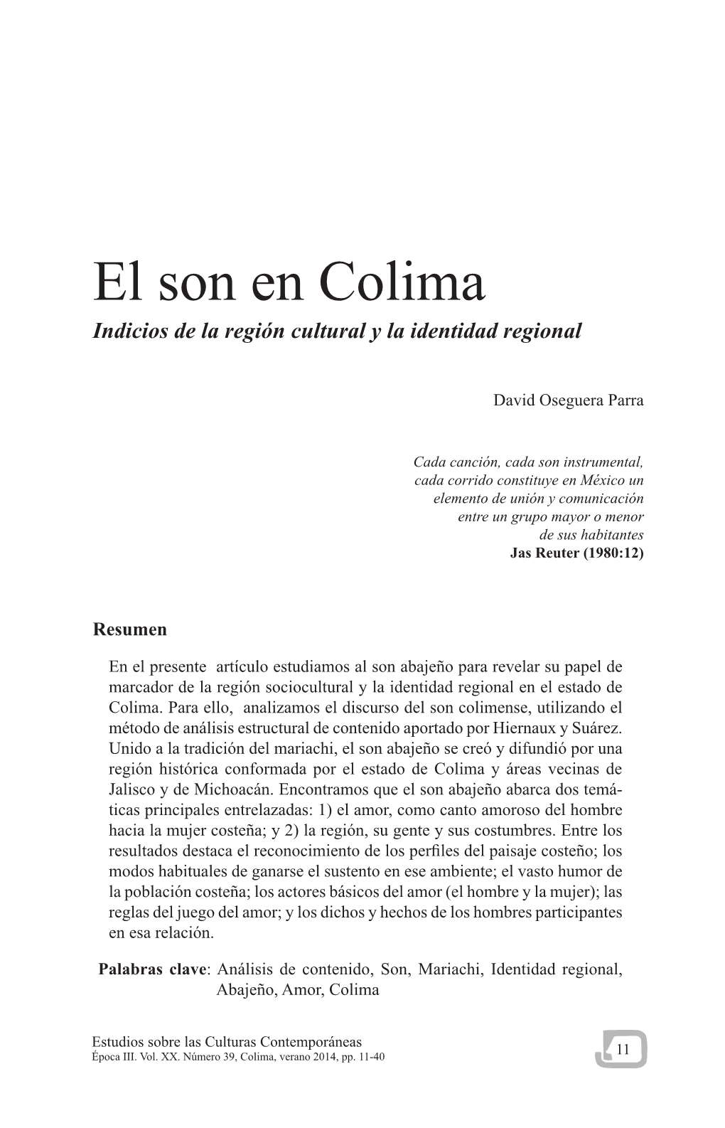 El Son En Colima Indicios De La Región Cultural Y La Identidad Regional