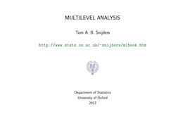 Multilevel Analysis