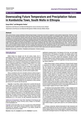 Downscaling Future Temperature and Precipitation Values in Kombolcha Town, South Wollo in Ethiopia